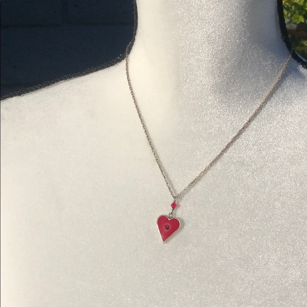 🎉Host Pick🎉Red heart enamel sterling silver necklace